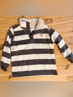 Kids Striped Sherpa-Trim Pullover Top